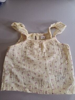 Floral Threads  Yellow Floral Ruffle-Strap Tank & skirt Set